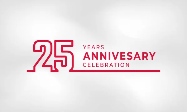 25周年記念リンクロゴタイプ概要ホワイトテクスチャにまつわるお祝い事 結婚式 グリーティングカード 招待状用の赤い色背景 — ストックベクタ