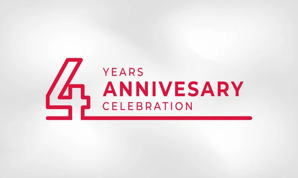 4周年記念リンクロゴタイプ概要ホワイトテクスチャによるお祝い事 結婚式 グリーティングカード 招待状用の赤い色背景 — ストックベクタ
