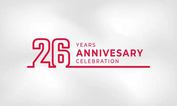 26周年記念リンクロゴタイプ概要ホワイトテクスチャに特化したお祝い事 結婚式 グリーティングカード 招待状の赤い色背景 — ストックベクタ