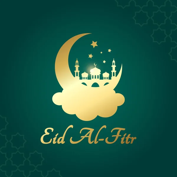 Tarjeta Felicitación Islámica Eid Mubarak Fitr Para Celebración Del Ramadán — Vector de stock