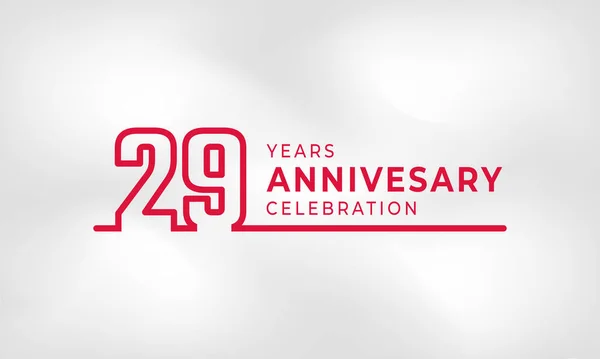 29周年記念リンクされたロゴタイプ概要ホワイトテクスチャの背景に隔離されたお祝いイベント 結婚式 グリーティングカード 招待状の赤い色 — ストックベクタ