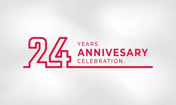 24周年記念リンクロゴタイプ概要ホワイトテクスチャの背景に隔離されたお祝いイベント 結婚式 グリーティングカード 招待状の赤い色 — ストックベクタ