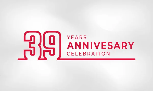 39周年記念リンクロゴタイプ概要ホワイトテクスチャに特化したお祝い事 結婚式 グリーティングカード 招待状の赤い色背景 — ストックベクタ