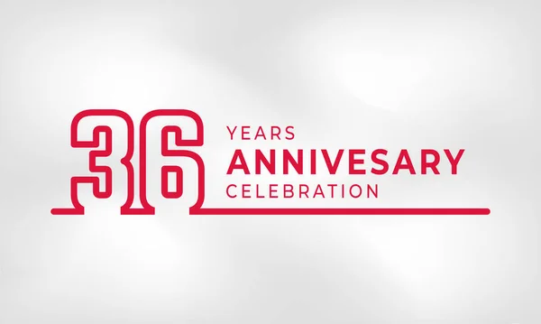 36周年記念リンクロゴタイプ概要ホワイトテクスチャの背景に分離されたお祝いイベント 結婚式 グリーティングカード 招待状の赤い色 — ストックベクタ