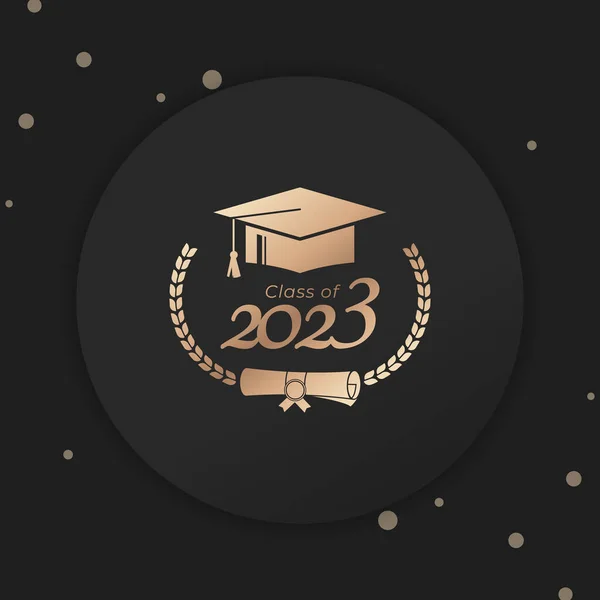 Clase 2023 Año Graduación Decorar Felicitación Con Laurel Corona Para — Vector de stock