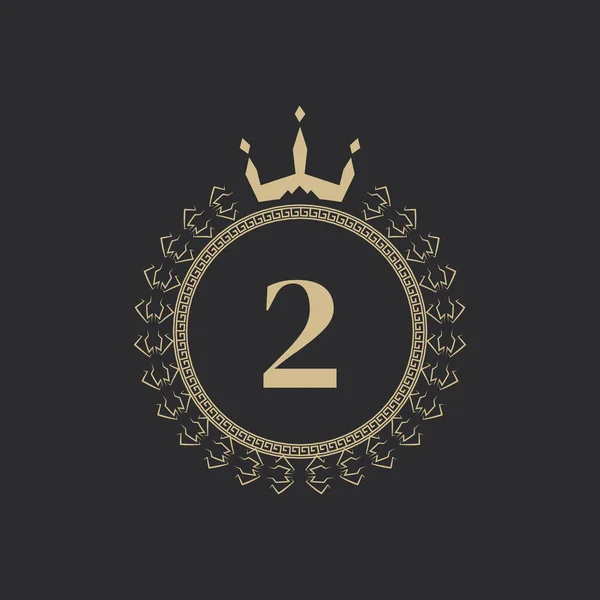 Número Marco Real Heráldico Con Corona Corona Laurel Emblema Clásico — Vector de stock