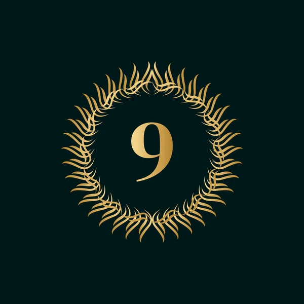 Emblema Número Monograma Círculo Tejido Plantilla Elegante Diseño Logo Simple — Vector de stock