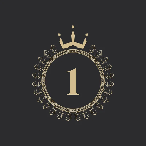 Número Marco Real Heráldico Con Corona Corona Laurel Emblema Clásico — Vector de stock