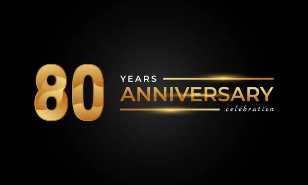 为庆祝活动 贺卡和黑色背景的邀请函配上新的金银色 庆祝80周年 — 图库矢量图片