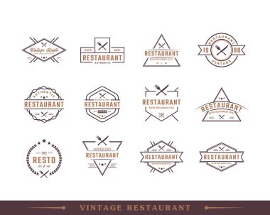 Klasik Klasik Vintage Rozetli Çatal Bıçaklı Rustik Mutfak Menüsü Menüsü Logo Tasarımı İlham Verici