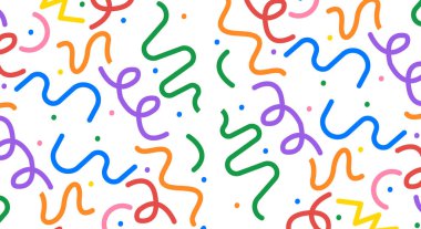 Basit Şekilli Çocuklar için Renkli Çizgi Çizgisi Kusursuz Şekilsiz Minimalist Stil Sanat Arkaplanı. Basit Çocuksu Yazı Arkaplanı