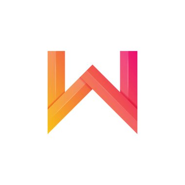 Şirket İşletmeleri veya Kişisel Markalar İçin W Harfi Gradyan Renkli Biçim