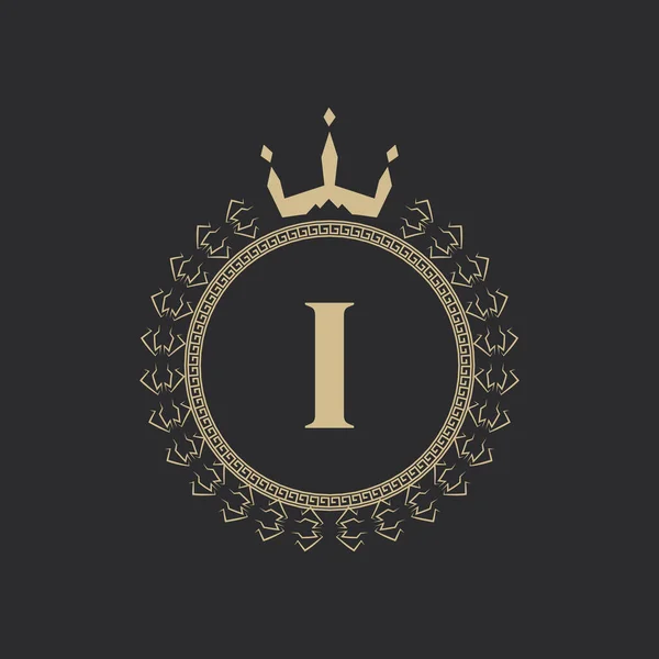 Carta Inicial Armação Real Heráldica Com Coroa Grinalda Laurel Emblema — Vetor de Stock