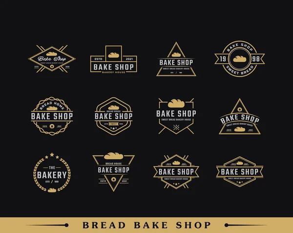 Σετ Classic Vintage Retro Label Badge Emblem Ψωμί Αρτοποιίας Bake — Διανυσματικό Αρχείο