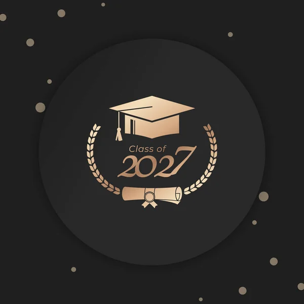 Clase 2027 Año Graduación Decorar Felicitación Con Laurel Corona Para — Vector de stock