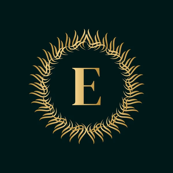 Emblem Letter Weaving Circle Monogram Graceful Template Dalam Bahasa Inggris - Stok Vektor