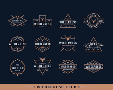 Geyik Geyiği Avlama Logosu İlhamı için Klasik Vintage Retro Etiket Rozeti