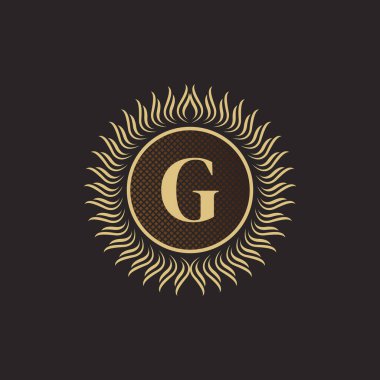 Amblem G Harfi Altın Monogram Tasarımı. Lüks Volumetrik Logo Şablonu. 3 Boyutlu İşaret, Rozet, Crest, Etiket, Butik Marka, Otel, Restoran, Heraldic. Vektör İllüstrasyonu
