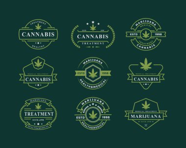 Esrar Kenevir Otu Yaprağı THC CBD Sağlık ve Tıbbi Terapi Logosu Amblem Tasarımı Sembolü