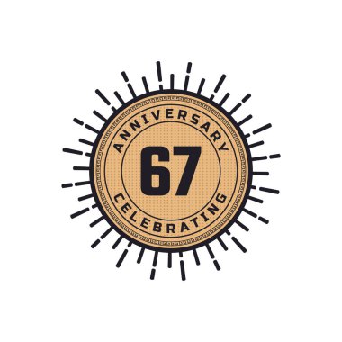 Vintage Retro 67. Yıldönümü Havai fişek Renkli Kutlaması. Mutlu Yıldönümleri Beyaz Arkaplanda Ayrı Geçirilen Olayı Kutluyor