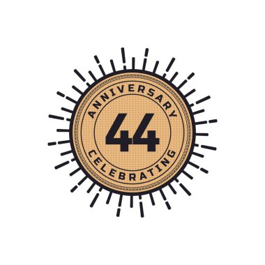 Vintage Retro 44. Yıldönümü Havai fişek Renkli Kutlaması. Mutlu Yıldönümleri Beyaz Arkaplanda Ayrı Geçirilen Olayı Kutluyor