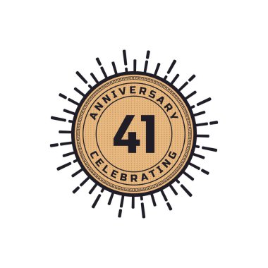 Vintage Retro 41. Yıldönümü Havai fişek Renkli Kutlaması. Mutlu Yıldönümleri Beyaz Arkaplanda Ayrı Geçirilen Olayı Kutluyor