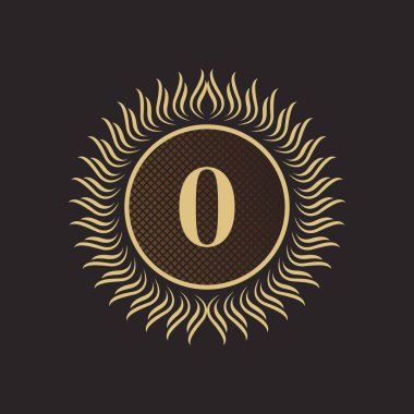 0 Numaralı Amblem Altın Monogram Tasarımı. Lüks Volumetrik Logo Şablonu. 3 Boyutlu İşaret, Rozet, Crest, Etiket, Butik Marka, Otel, Restoran, Heraldic. Vektör İllüstrasyonu