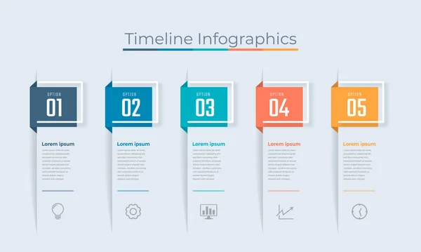 Tijdlijn Infographics Design Marketing Pictogrammen Bruikbaar Voor Workflow Layout Diagram — Stockvector