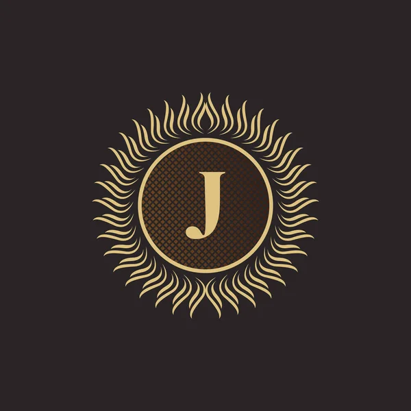 Emblem Letter Gold Monogram Design Lyxig Volymetrisk Logotyp Mall Linje — Stock vektor