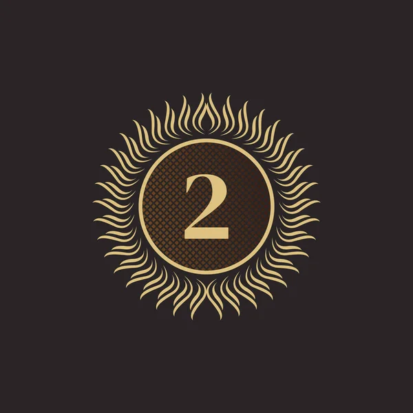 Emblema Número Projeto Monograma Ouro Modelo Logotipo Volumétrico Luxo Line — Vetor de Stock