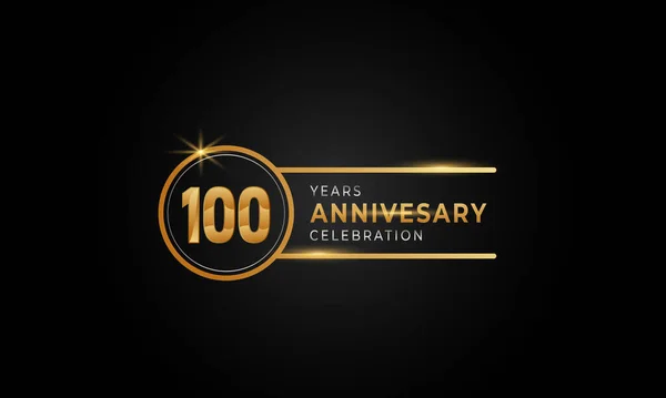 100 Yıl Yıldönümü Kutlaması Altın Gümüş Çember Yüzüklü Kutlama Etkinliği — Stok Vektör