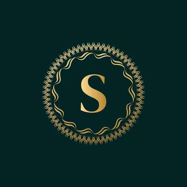 Stock vector Emblem Letter S Weaving Circle Monogram Graceful Template. Simple Logo Design for Luxury Crest, Royalty, Business Card, Boutique, Hotel, Heraldic. Calligraphic Vintage Border. Vector Illustration