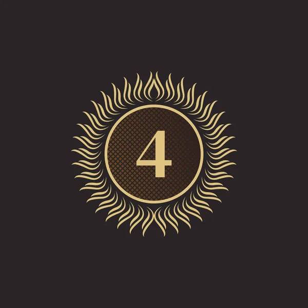 Godło Numer Gold Monogram Design Luksusowy Szablon Logo Objętościowe Line — Wektor stockowy