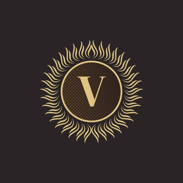 Emblem Letter Gold Monogram Design Luxury Volumetric Logo Template Line — Stock Vector