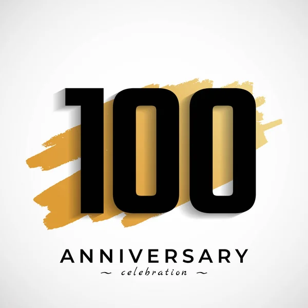 100 Jaar Jubileumviering Met Gouden Borstel Symbool Happy Anniversary Greeting — Stockvector