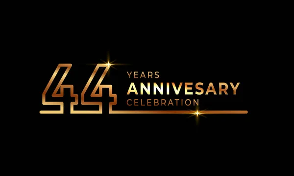 为庆祝活动 贺卡和在黑暗背景下孤立的邀请函制作的带有金黄色字体号码的44周年庆祝标志类型 — 图库矢量图片