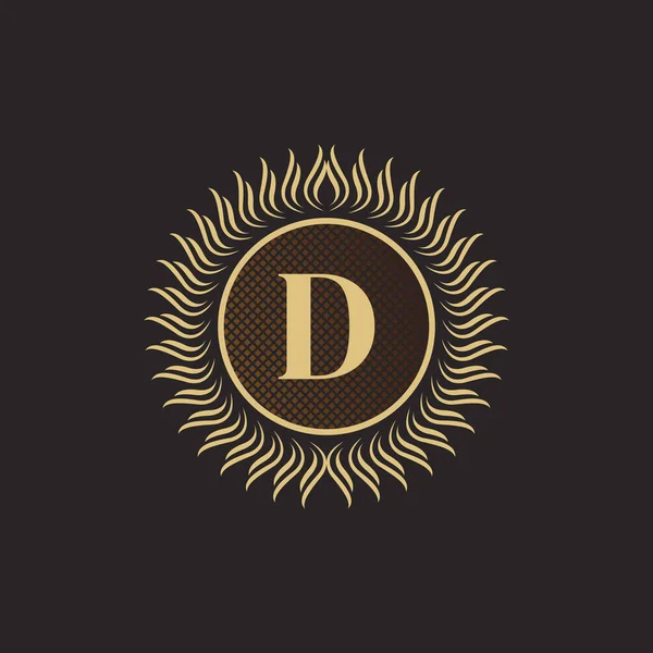Emblema Carta Projeto Monograma Ouro Modelo Logotipo Volumétrico Luxo Line — Vetor de Stock