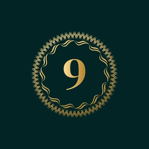 Emblem Number Weaving Circle Monogram Graceful Template Simple Logo Design — Stock Vector