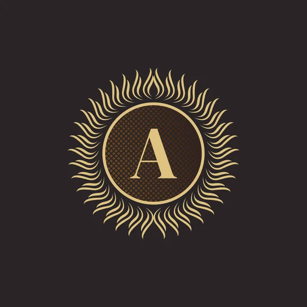 List Godło Złoty Projekt Monogramu Luksusowy Szablon Logo Objętościowe Line — Wektor stockowy
