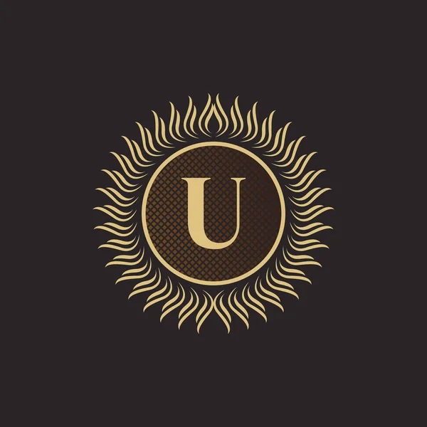 Эмблема Letter Gold Monogram Design Шикарный Объемный Шаблон Line Ornament — стоковый вектор