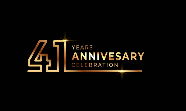 Year Anniversary Celebration Logotype Golden Colored Font Numbers Made One — Vettoriale Stock