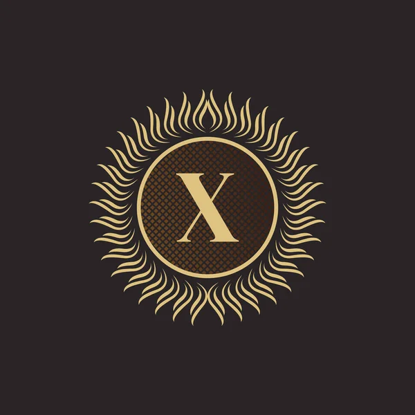 List Godło Złoty Monogram Projekt Luksusowy Szablon Logo Objętościowe Line — Wektor stockowy