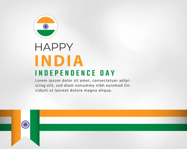Feliz Dia Independência Índia Agosto Celebration Vector Design Illustration Modelo — Vetor de Stock