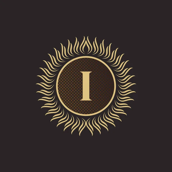 Emblema Letra Gold Monogram Design Plantilla Volumétrica Lujo Adorno Línea — Vector de stock