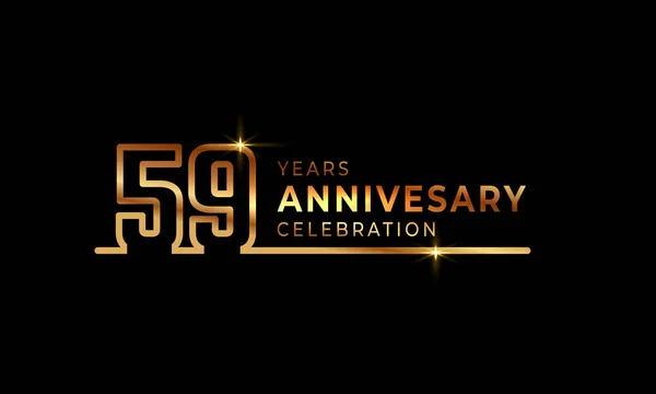 59周年庆典标志 带有金黄色字体编号 由一条连接线组成 用于庆祝活动 贺卡和黑暗背景下的邀请函 — 图库矢量图片