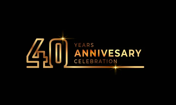 为庆祝活动 贺卡和在黑暗背景下孤立的邀请函制作的带有金黄色字体号码的40周年庆祝标志 — 图库矢量图片