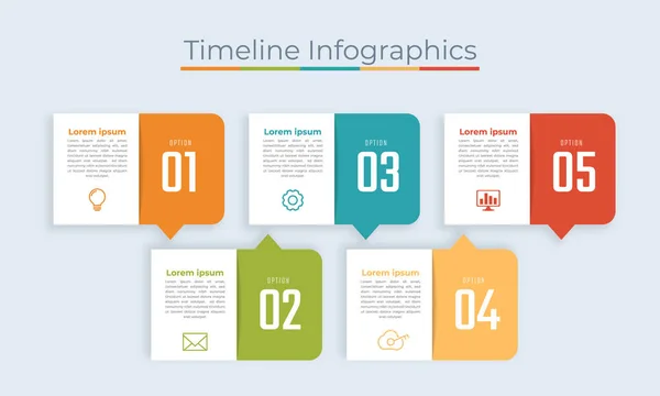 Linha Tempo Ícones Marketing Design Infográficos Usável Para Layout Fluxo — Vetor de Stock