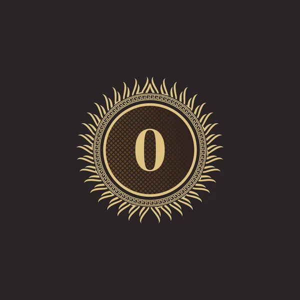 Emblema Número Projeto Monograma Ouro Modelo Logotipo Volumétrico Luxo Line — Vetor de Stock