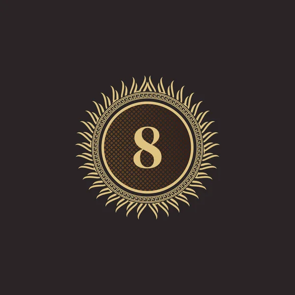 Emblema Numero Disegno Monografico Oro Modello Logo Volumetrico Lusso Line — Vettoriale Stock