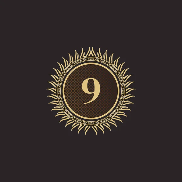 Emblem Nummer Monogramdesign Guld Lyxig Volymetrisk Logotyp Mall Linje Prydnad — Stock vektor